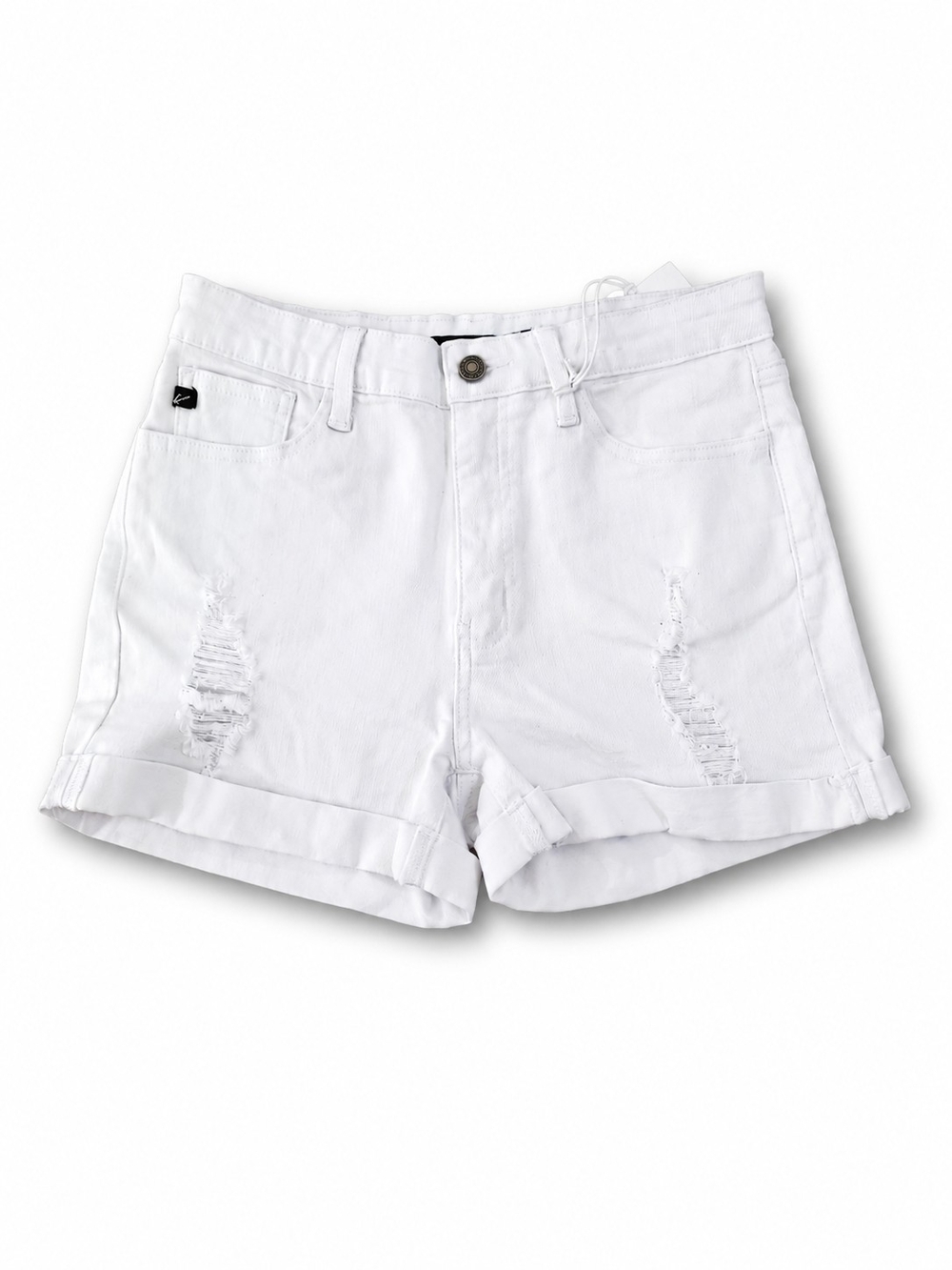 KAN CAN White Distressed Cuffed Women’s Denim Shorts